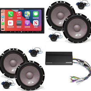 Alpine iLX-407 7-Inch Multimedia Receiver Apple Carplay and Android Auto w/ 2 Pairs Alpine SXE-1751S 6.5" Component Set & Power Pack