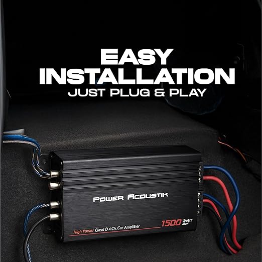 Power Acoustik MICRO4-1500D 1500W Class D Compact 4-Channel Car Amplifier