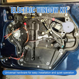 Electric power window conversion kit components including regulators and switches for 2-door vehicles.