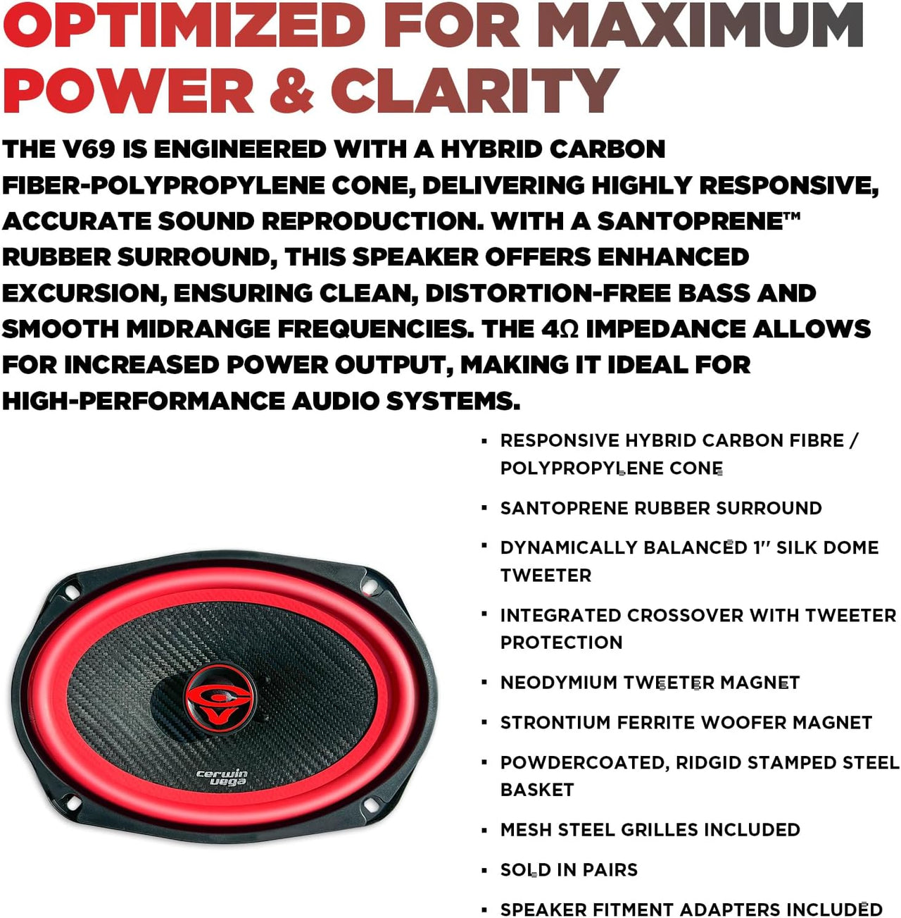 Cerwin Vega V69 2025 Edition 6"x9" 2-WAY COAXIAL FULL RANGE SPEAKERS