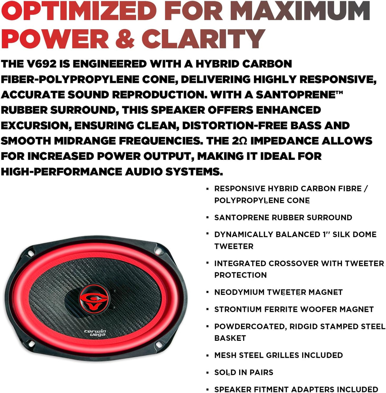 Cerwin Vega V692 2025 Edition 6"x9" 2-WAY COAXIAL FULL RANGE SPEAKERS 2Ω