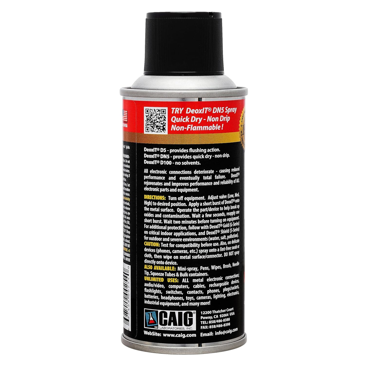 DeoxIT D5S-6 Contact Cleaner Non-Flammable No-DRIP 5% Spray 5 oz