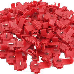 MR DJ 100pcs Lock Quick Splice Wire Terminals Snap Lock Red 18-22 AWG