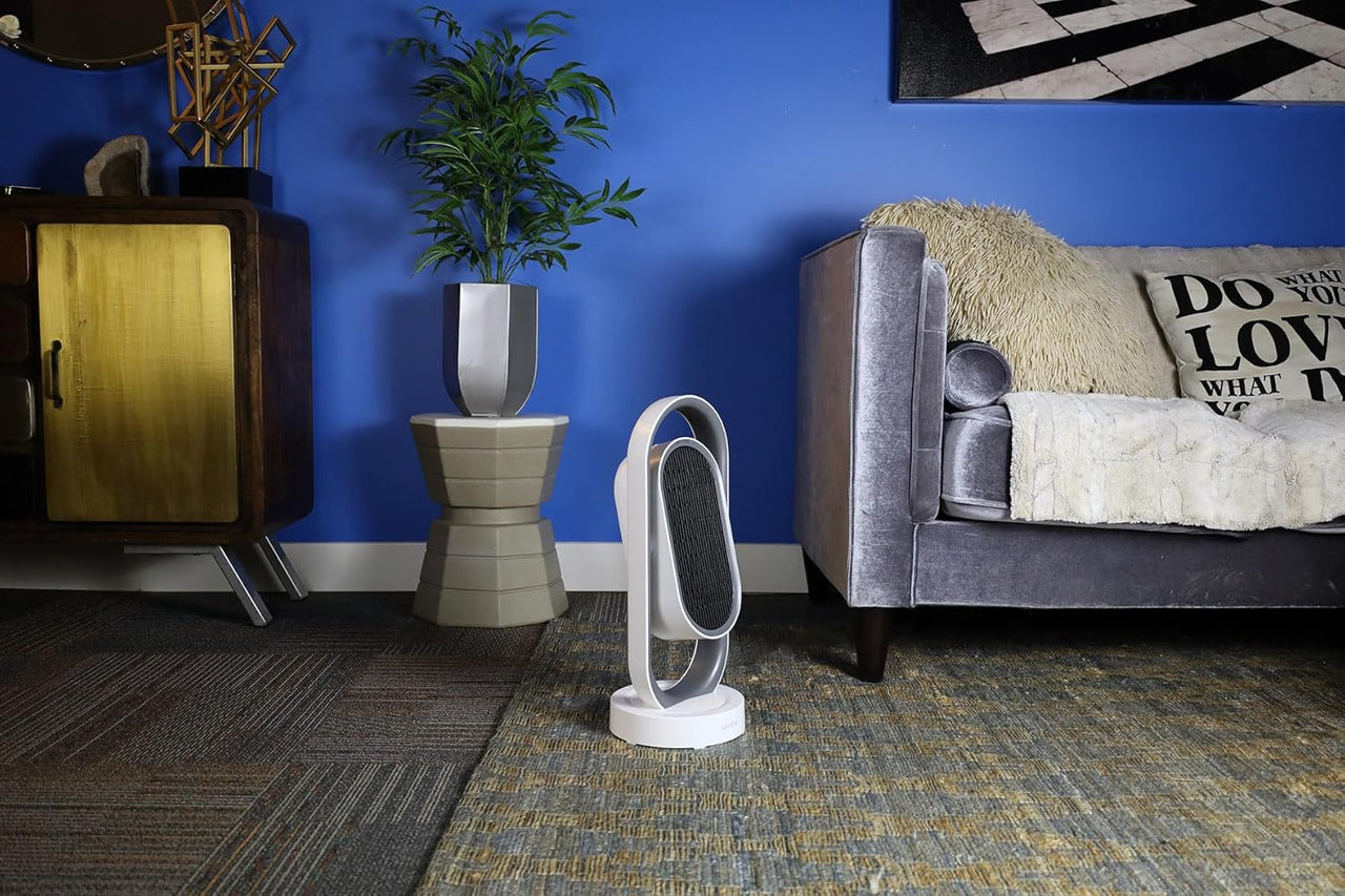 2-in-1 PTC Ceramic Heater & Fan Remote 3 Modes Safety Grid White