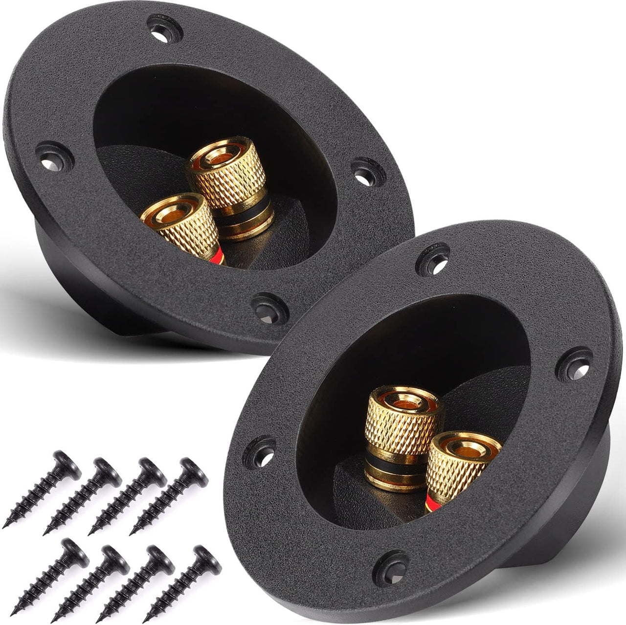 American Terminal 2PCS 3 Inch Round 2-Way Speaker Box Terminal Cup Binding Post Subwoofer Box Speaker Terminal for DIY Home Car Stereo Speaker Subwoofer