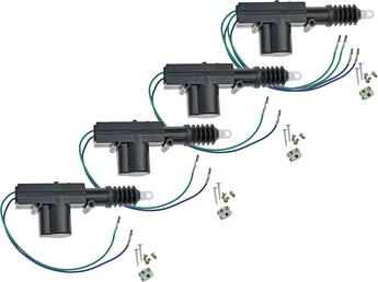 Absolute CDLA-500 car power central lock kit components including remotes, actuators, and installation hardware.