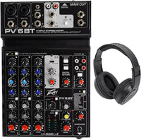 Thumbnail for Peavey PV 6 BT 6 Channel Compact Mixing Mixer Console with Bluetooth + Certified Headphones
