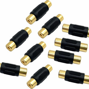 10 Absolute RCA Adapter Female to Female Coupler Extender Barrel Audio Video RCA