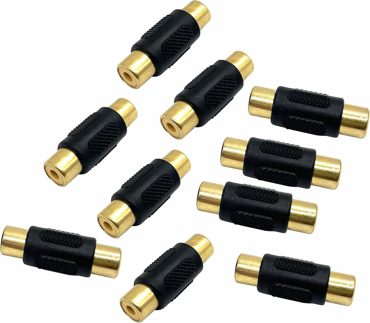 10 Pack Female to Female Gold RCA cable cord Coupler Joiner barrel Connectors