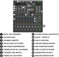 Thumbnail for Mackie ProFX10GO Battery-powered 10-channel Mixer with USB and Enhanced Effects