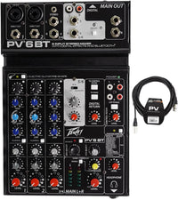 Thumbnail for Peavey PV 6 BT 6 Channel Compact Mixing Mixer Console with Bluetooth + 20' XLR