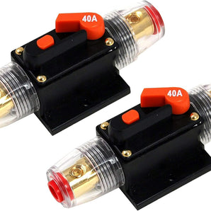2 Absolute ICB40 40 Amp Circuit Breaker 4/8 AWG Inline Manual Reset Fuse Holder