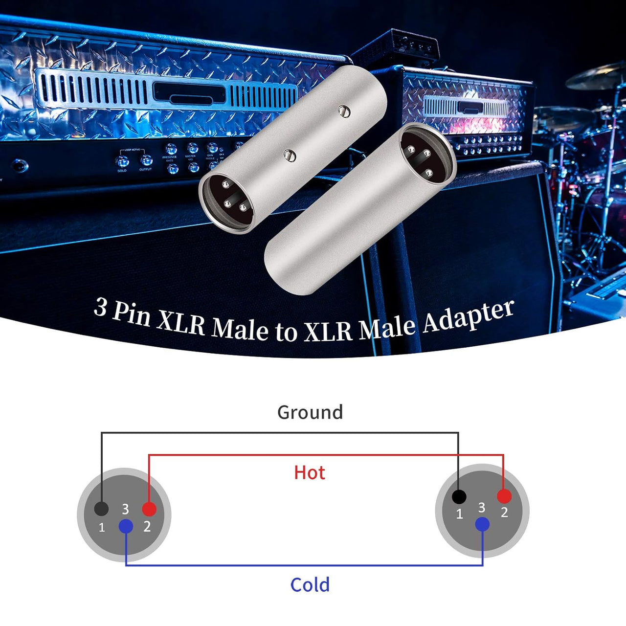 MR DJ AXLRMM 3-Pin XLR Male to 3-Pin XLR Male Audio Microphone Cable Extension Adapter Connector