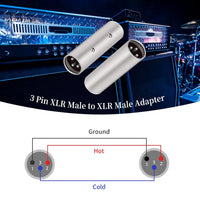 Thumbnail for MR DJ AXLRMM 3-Pin XLR Male to 3-Pin XLR Male Audio Microphone Cable Extension Adapter Connector