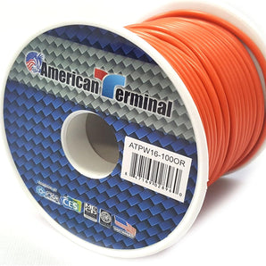 American Terminal ATPW16-100OR 16GA 100' Orange Primary Remote Power Ground Wire