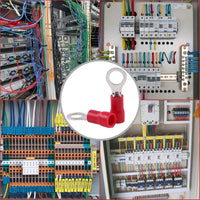 Thumbnail for MR DJ RT2218R-200 200 pcs #8 Red RT2218R 22/16 Gauge Vinyl Insulated Connectors Ring Terminal