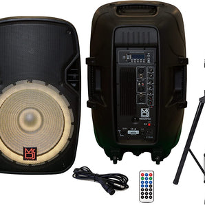 MR DJ PBX4200PKG 15" PA DJ 3000W Bluetooth Karaoke Speaker with stand and accessories