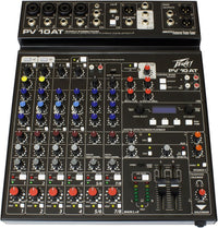 Thumbnail for Peavey PV 10 AT 10 Channel Compact Mixing Mixer Console with Bluetooth Auto-Tune pitch correction + PV 20' XLR Cable