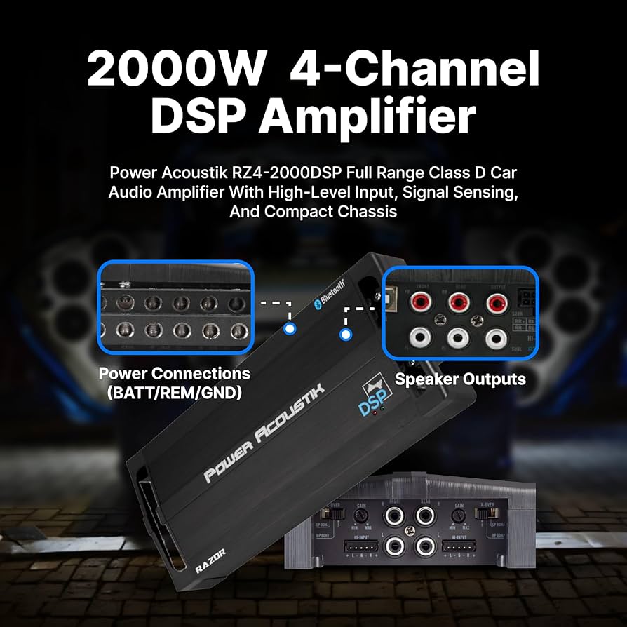Power Acoustik RZ4-2000DSP 2000W 4-Channel Max Amplifier