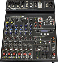 Thumbnail for Peavey PV 10 BT 10 Channel Compact Mixing Mixer Console with Bluetooth + Rackmount Kit