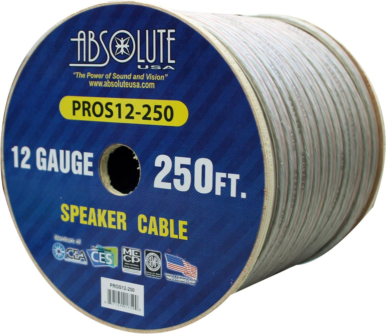 2 Absolute USA PROS12250 12 Gauge Speaker Wire<br/> 250' 12 Gauge PRO PA DJ Car Home Marine Audio Speaker Wire Cable Spool