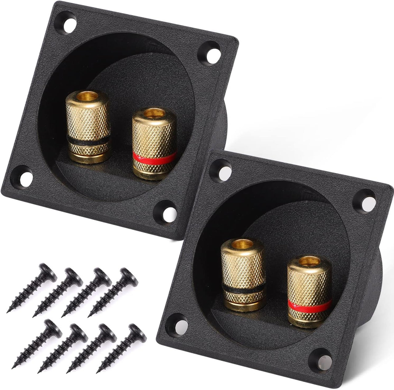 American Terminal 2PCS 2.2 Inch Square 2-Way Speaker Box Terminal Cup Binding Post Subwoofer Box Speaker Terminal for DIY Home Car Stereo Speaker Subwoofer