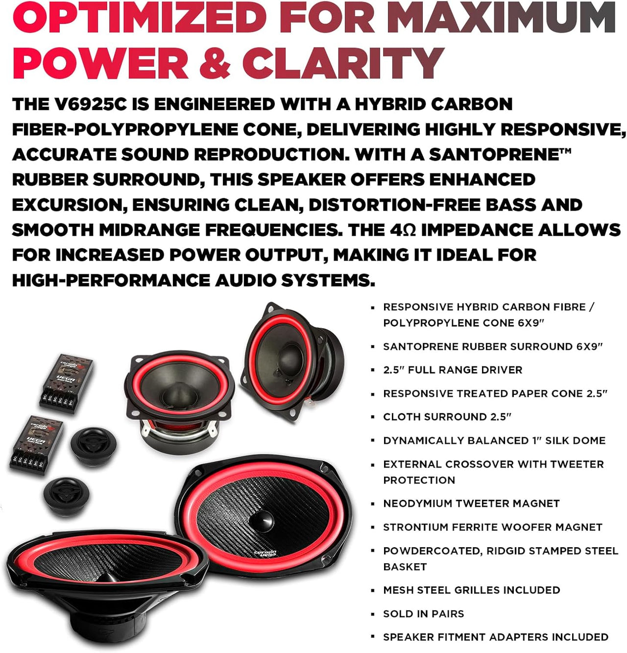 Cerwin Vega V6925C 2025 Edition - 6"x9" 3-WAY COMPONENT SPEAKER SYSTEM