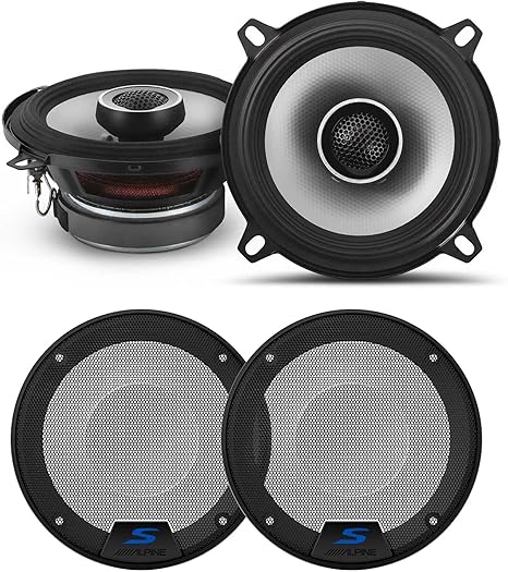 Alpine S2-S50 S-Series 5.25" Coaxial & KTE-S50G 5.25" S-Series Speaker Grill Bundle