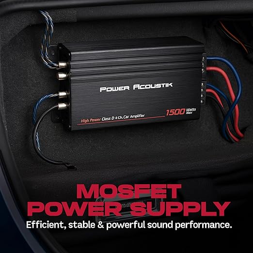 Power Acoustik MICRO4-1500D 1500W Class D Compact 4-Channel Car Amplifier