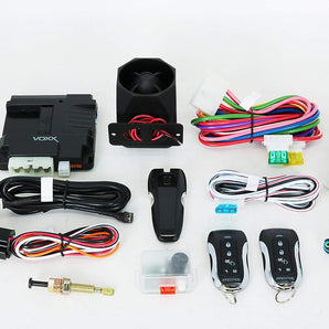 Prestige APS787Z keyless entry remote start system components including receiver, remotes, wiring, and siren.