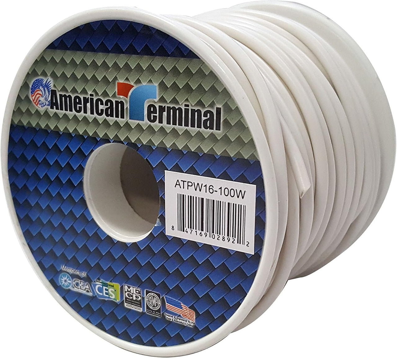 American Terminal ATPW16-100W 16GA 100' White Primary Remote Power Ground Wire