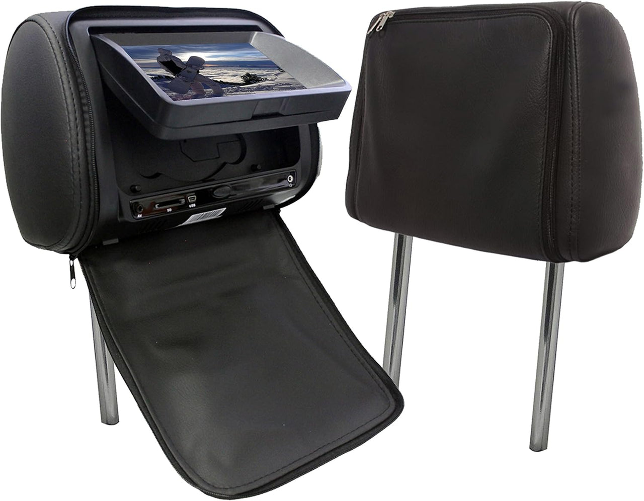 Absolute DPH-790PKGB 7" Pair Black Headrest TFT/LCD Monitor DVD/USB/SD Package