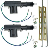 Power door lock actuator for cars, including 2 wires and mounting hardware for installation.