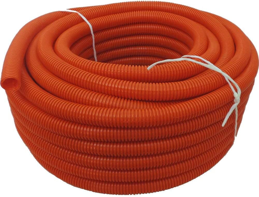 1/2" x 100' Flexible Corrugated Orange LDPE NON Split Tubing Wire Loom