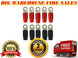  Absolute 0 gauge ring terminal 10 pack with red and black boots for 1/0 AWG wire crimp cable.