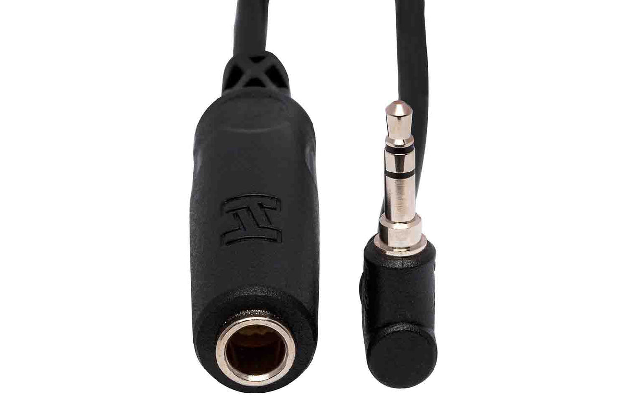 Hosa MHE-100.5 Headphone Adaptor, 1/4 in TRS to Right-angle 3.5 mm - 6 In