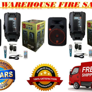 2 MR DJ 15" POWERED 3000W PRO DJ BLUETOOTH USB PA LED SPEAKER KARAOKE MIC