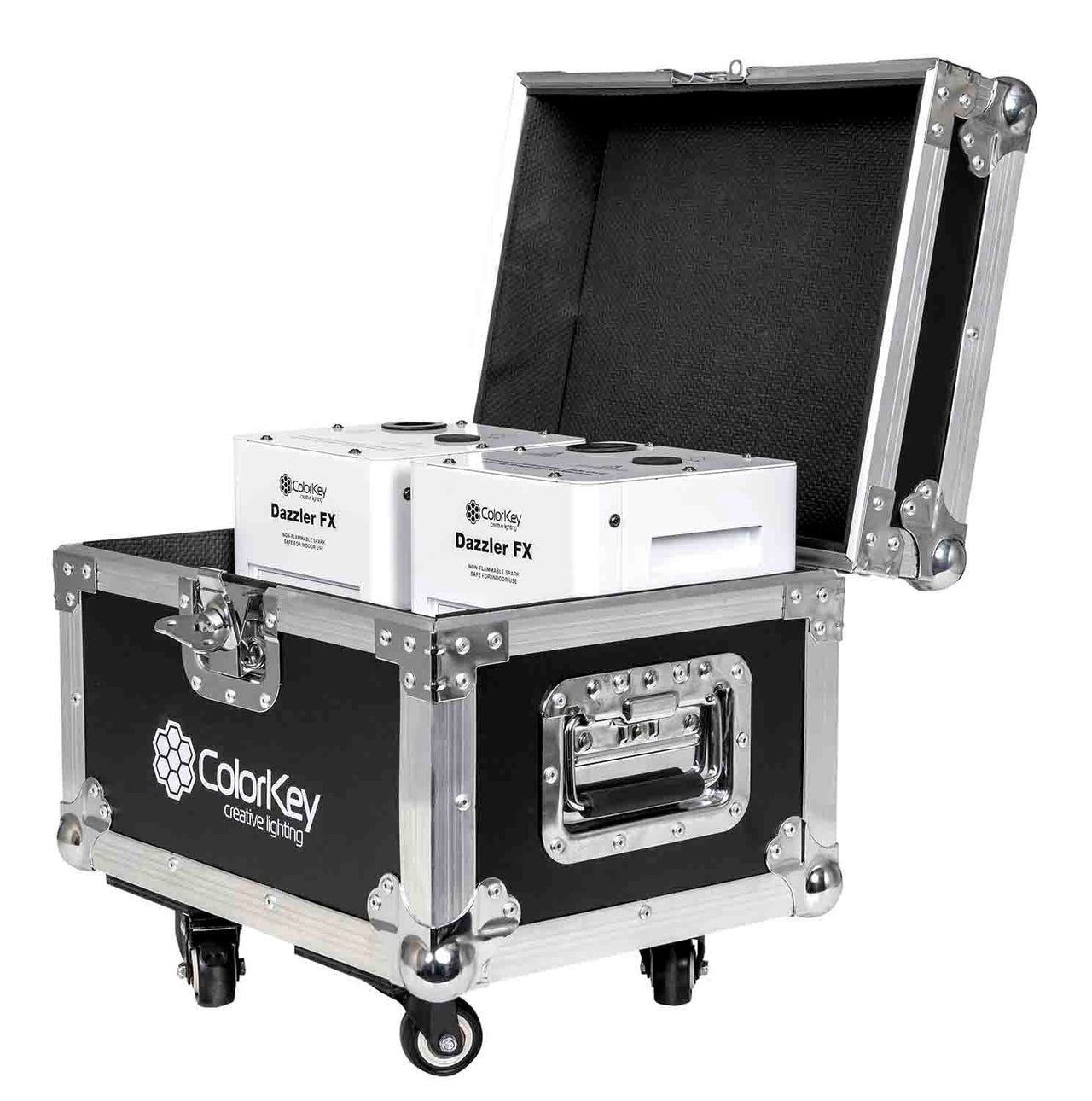 Colorkey CKU-7703-KIT Cold Spark Machine Bundle 2 Dazzlers with Road Case - White