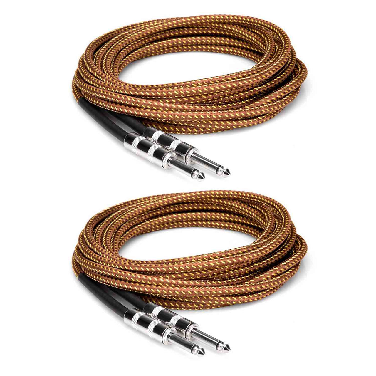 Hosa GTR-518 DJ Package Straight Tweed Guitar Cable  (2 Pack)