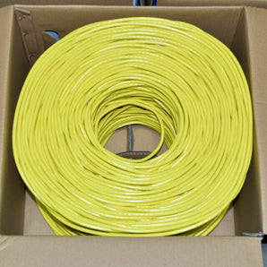 American Terminal 500' Cat6 Ethernet Yellow Bulk Network Cable 23AWG 600Mhz UL Bare Solid Copper Wire UTP 500' Yellow