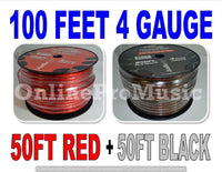 Thumbnail for 4 Gauge 50' BLACK and 50' RED Car Audio Power Ground Wire Cable 100' ft Total