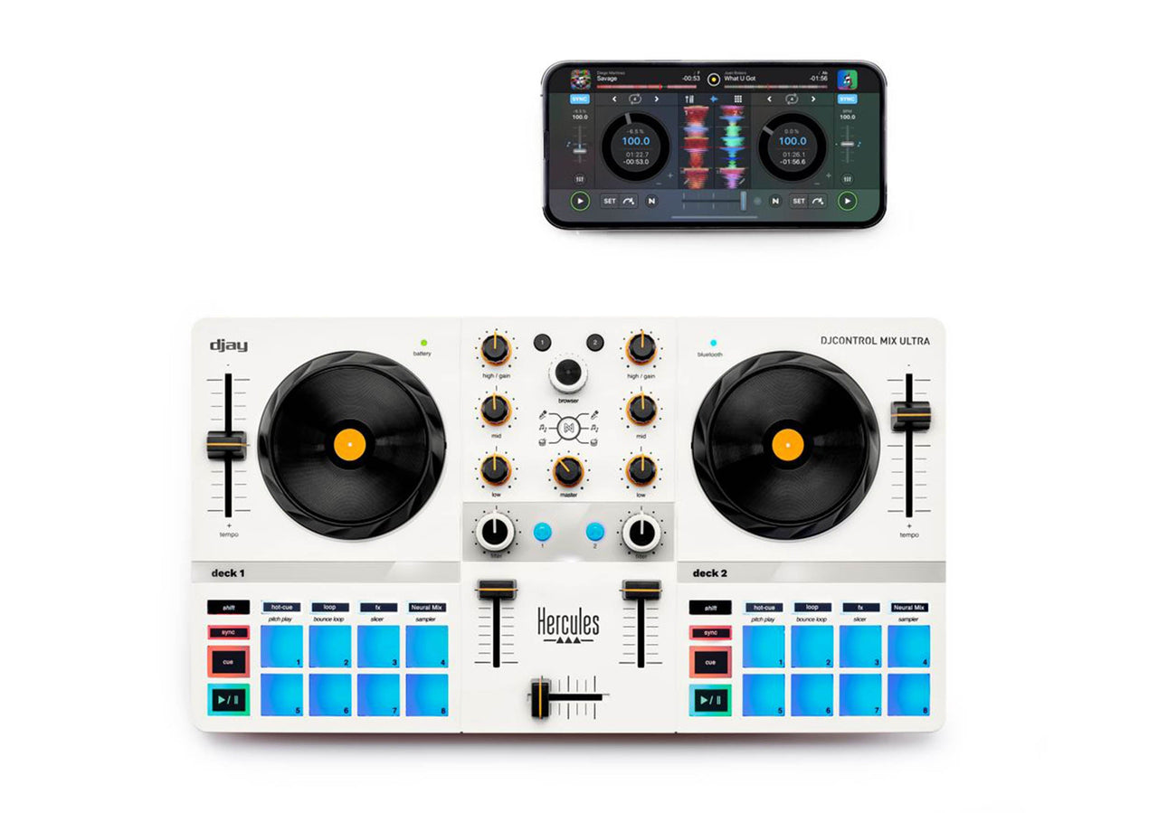 Hercules DJ Control Mix Ultra Portable DJ Controller for djay White