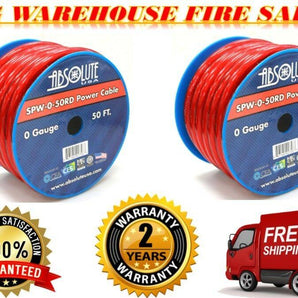 2 SPW-0-50RD 1/0 Gauge 50 FT Red Xtreme Twisted Power/Ground Battery Wire Cables