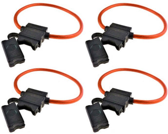 XP Audio XATC8G in-line blade fuse holder with red OFC copper wire and black protective cap.