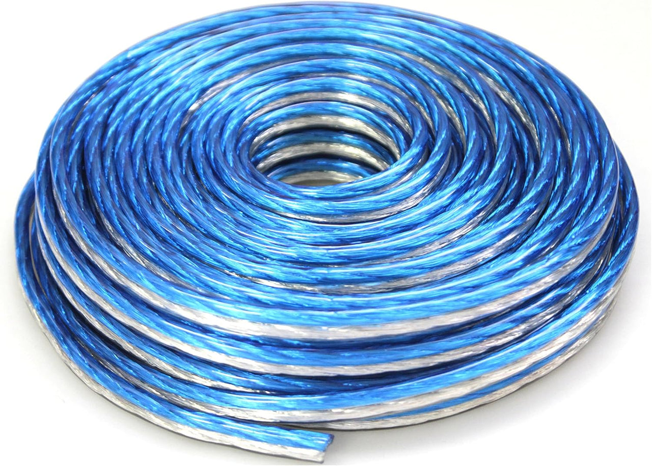 4 DC Sound DSWT18B100 18 Gauge Premium Speaker Wire 100ft Clear Blue/White