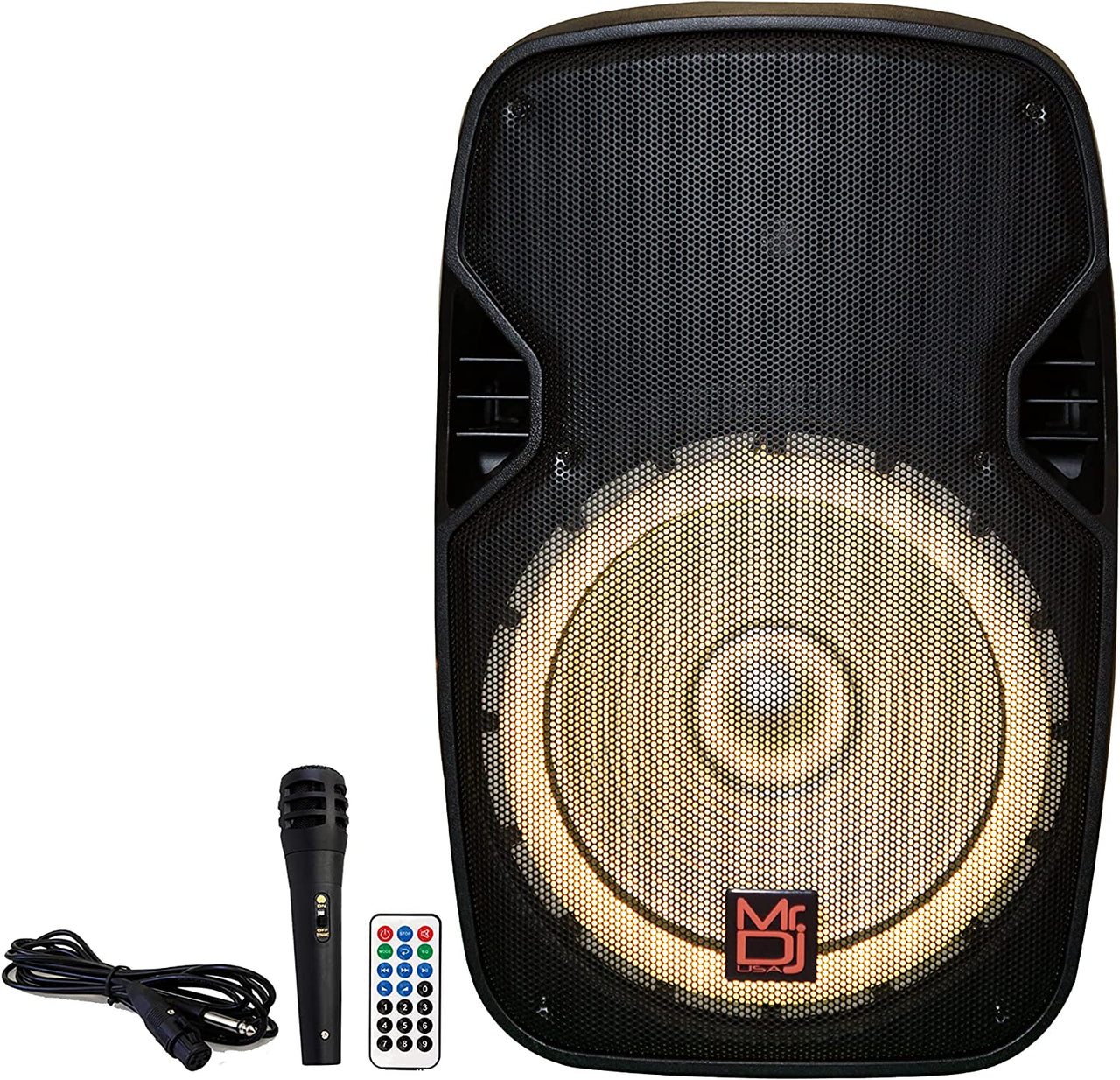 MR DJ PBX4200PKG 15" 2-Way PA DJ 3000W Active Powered Bluetooth Karaoke Speaker LED Lighting + Speaker Stand