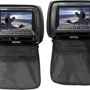 Absolute DPH-790PKGB 7" Pair Black Headrest TFT/LCD Monitor DVD/USB/SD Package