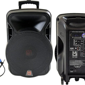 2 Mr. Dj DSP4000 15" 4000W Bluetooth DSP FM Radio USB Portable PA DJ Speaker Microphone