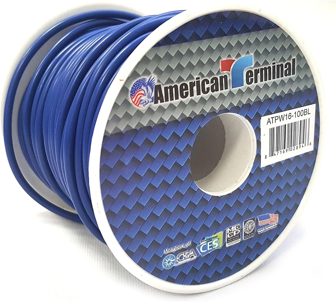 American Terminal ATPW16-100BL 16GA 100' Blue Primary Remote Power Ground Wire
