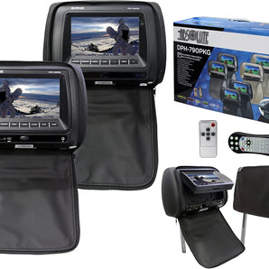 Absolute DPH-790PKGB 7" Pair Black Headrest TFT/LCD Monitor DVD/USB/SD Package